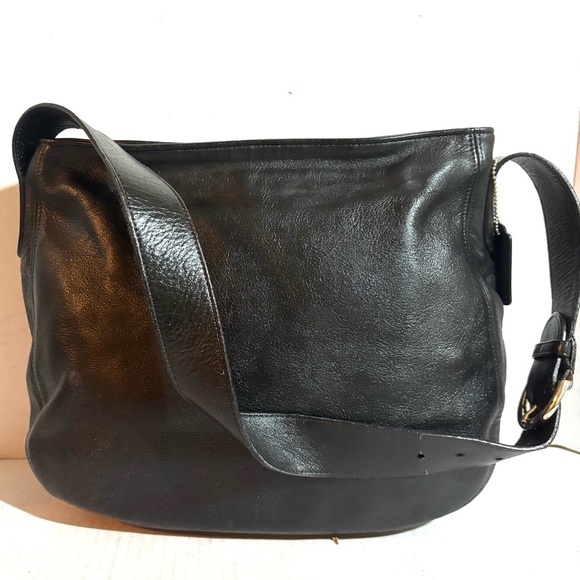Coach vintage black leather shoulder handbag - Picture 1 of 12
